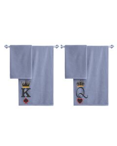 King & Queen Embroidered Couples Bath Towel